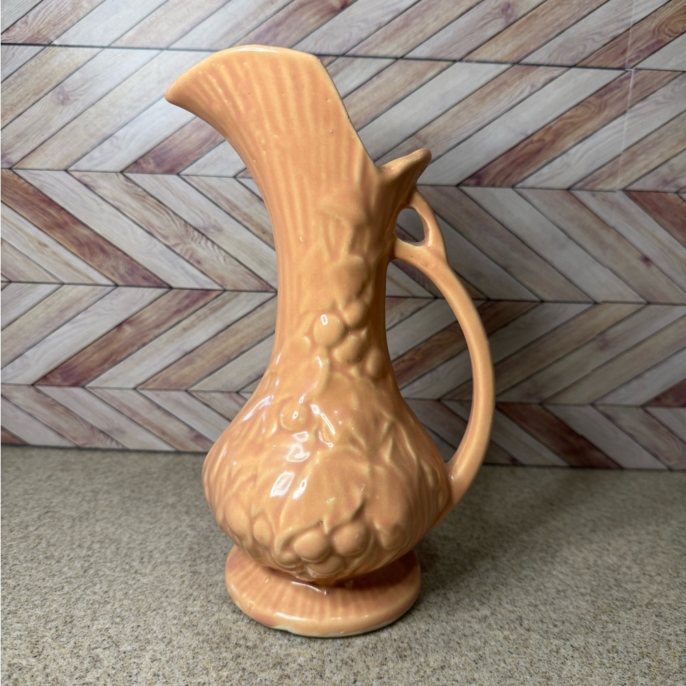 Mc Coy pottery Pitcher peach pink salmon 40s 50s